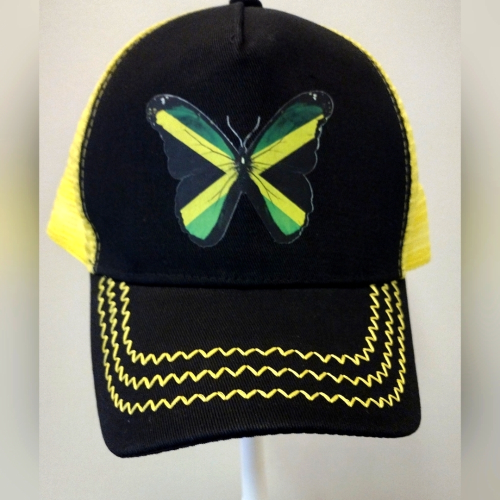Jamaican flag butterfly snapback cap
